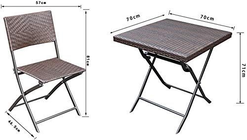 Auoeer Outdoor Rattan-Klapptisch Und -Stuhl-Kombination 5-teiliges Set, Patio-Patio-Gartenmöbel, Balkon Rattan Kleiner… – Bild 3