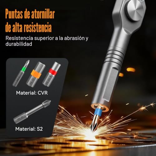 Conjunto de chave de fendas trançada de 66 polegadas e 1, pega destacável, cabeça de 6,2°, brocas de aço S2 combináveis, kit portátil para mobiliário, computadores, bicicletas, bricolage