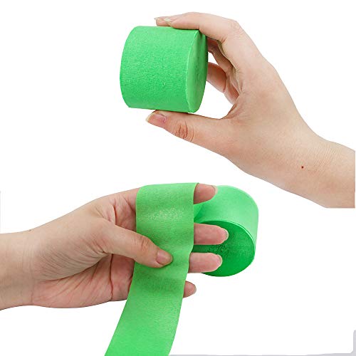 image for RUBFAC 12 Rolls Green and Yellow Crepe Paper Streamers Dinosaur Jungle