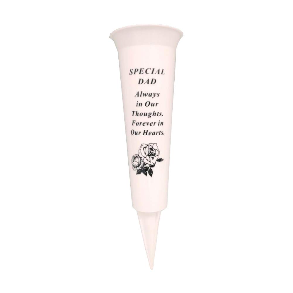 Graveside Memorial Vases/Flower Holders Ornament, Engraved with a Funeral Verse | A Personalised Plastic Spike Grave Decoration Ornament for your Loved Ones (Special dad)