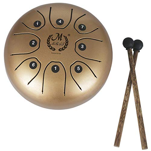 Tongue Drum Hang Drum Tank Drum D Major 8 Notes 5.5 Inches Stainless Steel Percussion with Padded Travel Bag - Thumbnail 6