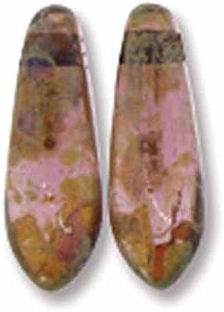 Amethyst Picasso 50 Czech Glass Dagger Drop Beads 3x11mm