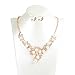 DDLBiz Women's Elegant Pearl Diamond Flowers Necklace Statement Earrings Jewelry Set (Gold)