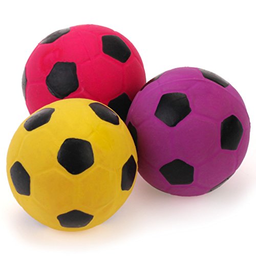 Chiwava 3PCS 2.7'' Squeak Latex Dog Toy Small Football Puppy Chew Fetch Throw Ball Assorted Color