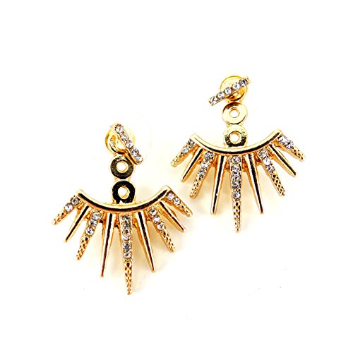 Affordable Jewelry Gold Spike Crystal Ear Jacket Double Sided Stud Back Front Earrings NEW Trend