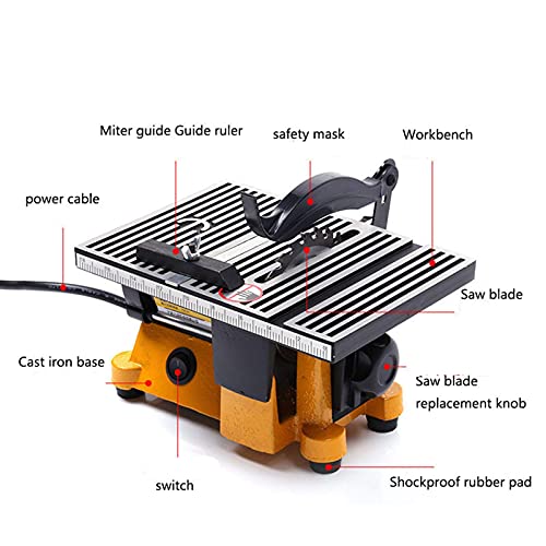 FZYE Mini elektrische Tischkreissäge, Schneidemaschine Craft Saw DIY Schneidwerkzeug Geräuscharm + 2 Sägeblatt Holz… – Bild 3