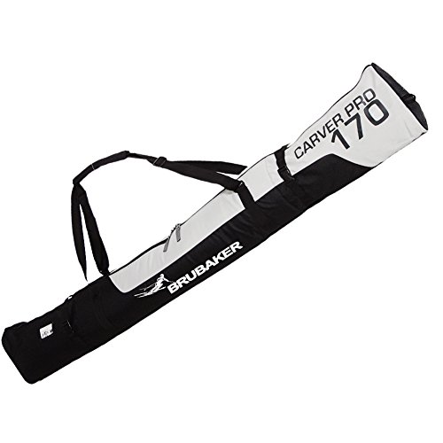 BRUBAKER "Superfunction Combo Ski Boot Bag and Ski Bag for 1 Pair of Ski up to 170 cm, Poles, Boots and Helmet - Black Silver
