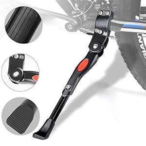 ADEPTNA Heavy Duty Bike Kickstand Aluminium alloy Adjustable Bicycle Side Kickstand for Bike 22″ – 28″- Mountain Bike Bicycle Cycle Prop Kick Stand Rubber Foot
