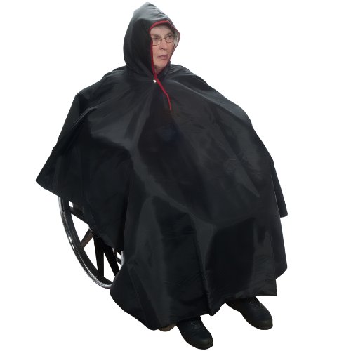 Waterproof Hooded Rain Poncho for Wheelchair Users (Black) - Thumbnail 4