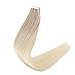 Fshine Tape in Hair Extensions 16 Inch Balayage Ash Blonde to Golden Blonde and Platinum Blonde Tape in Human Hair Extensions 20pcs 50g Straight Natural Remy Hair Tape in Extensions