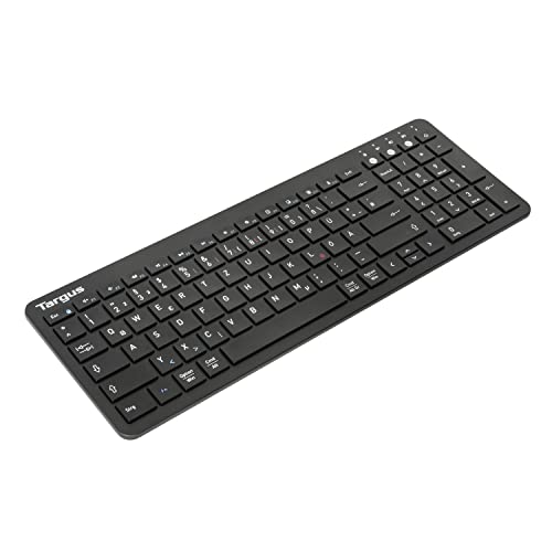 Targus Antimikrobielle Universal-Bluetooth Tastatur– PC und Tablet Tastatur für bis zu 3 Geräte – kabellose Tastatur mit antibakterieller DefenseGuard Schutzschicht – schwarz, AKB863DE