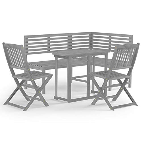 Tidyard Bistroset 4-TLG. Bartisch Klappstuhl Gartenbank Eckbank Balkonmöbel Gartenmöbel Balkonset Gartengarnitur…