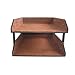 KINGFOM Letter Tray, Leather Paper Organizer Tray, Wooden Desk File Holder, Desktop File, Stackable Magazine Holder, Mail Sorter, Great for Home or Office - 2 Level Brown
