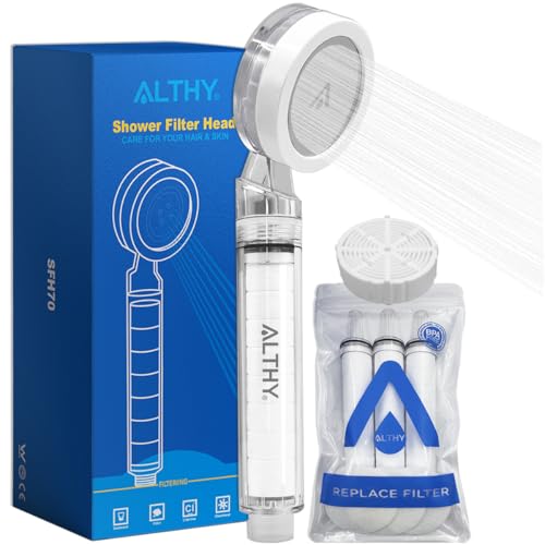 ALTHY Filtered Shower Head with Handheld, High Pressure SPA Shower Heads With Water Filter - Care For Your Skin&Hair - Include 1CS & 4PP Filter
