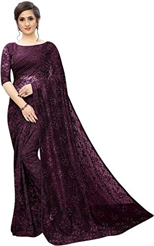 ANK Women's Jacquard Ruschel Net Saree