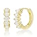 Spoil Cupid Yellow Gold-Plated Sterling Silver Cubic Zirconia 2-Prong Set Huggie Hoop Earrings