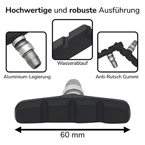 ALHONGA V-brake remvoeringen 2 paar remvoeringen set fiets remschoenen voor V-remmen U-rem en cantilever 4 stuks… - Image 5