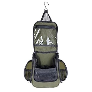 Compact Hanging Toiletry Bag and Organizer, Water Resistant with Mesh Pockets (Forest)