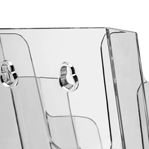 MaxGear 4-Inch Wide 4 Tier Clear Acrylic Brochure Holder,Wall Mount or Counter Top Use(4 Pack)