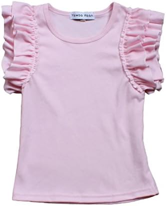 Yawoo Haan Baby Girls Solid Short Sleeve T-shirt Cotton Basic Tee Pink 18-24M