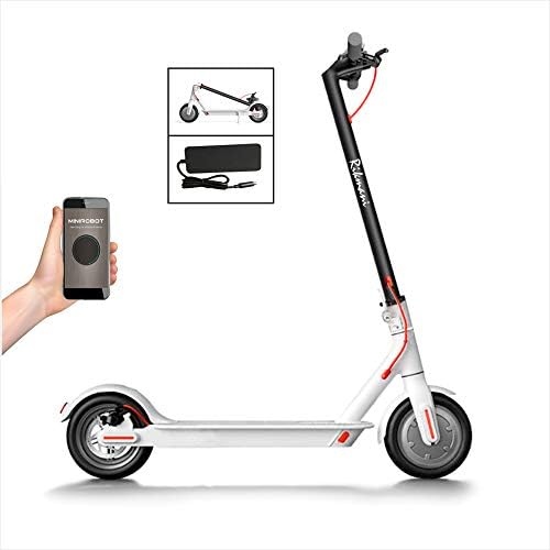 Rikmani Electric Scooters 350w High Power E-Scooter - 8.5" Air Filled Tires - up to 14 Miles Range - Foldable Electric Scooter - White