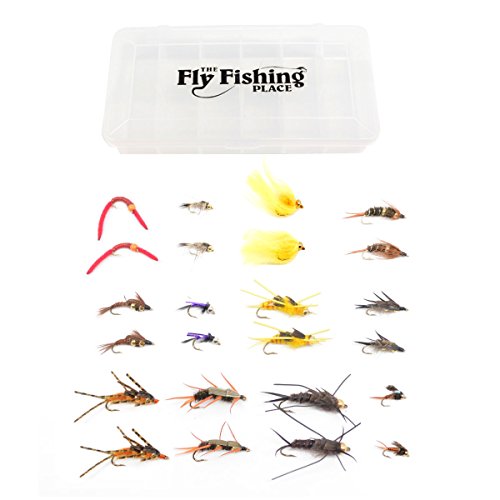 Trout Fly Assortment - Essential Bead Head and Double Bead Nymphs Fly Fishing Flies Collection - Trout Nymph Fly Fishing Combo Kit - 2 Dozen Trout Flies with Fly Box (Best Places To Fly Fish In Montana)