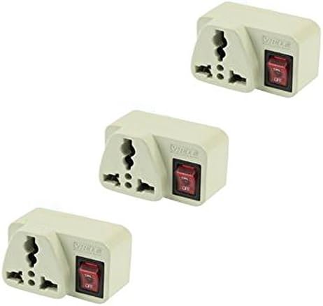 3PC American To European EU Plug Adapter with Built-In Power Switch Type C