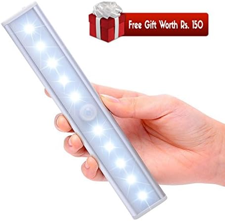Hemito Wireless Battery Operated LED Motion Sensor Light With PIR Sensor for Closets/Cabinets (Color may vary)