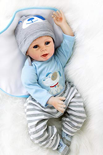ZIYIUI Reborn Baby Puppe 22''/55cm Lebensecht Weiches Silikon Vinyl Handgemachte Reborn Baby Junge Neugeborenes Reborn Toddlers Junge Mädchen Spielzeug Weihnachts Geschenk – Bild 3