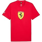 PUMA Mens Scuderia Ferrari Sportswear Colored Shield Graphic Crew Neck Short Sleeve Casual Tops Casual - Red