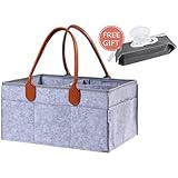 Premium Diaper Caddy + Free refillable Wipes Pouch by Cooper &amp; Belle - Nursery Storage Bin | Baby Shower Gift Basket for Boys Girls | Large Portable Car Organizer