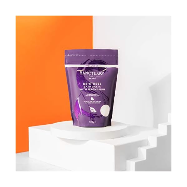 Sanctuary-Spa-Bath-Salts-Wellness-De-Stress-Magnesium-Bath-Salts-99-Percent-Natural-Scientifically-Proven-Fragrance-to-Help-Sleep-Sleep-Aid-500-g Sanctuary Spa Wellness De-stress Bath Salts, 500 g