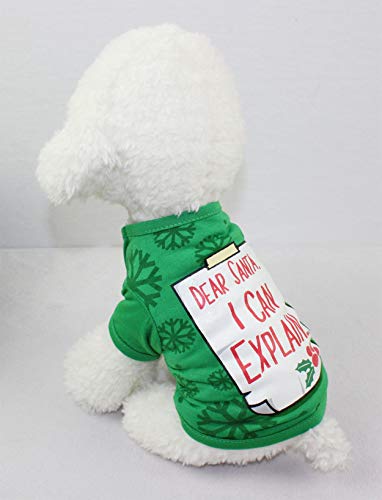 Alroman Dogs Christmas Shirts Red Puppy Santa Claus Costumes Pet Christmas Reindeer Clothes Doggy Green Clothing Winter Snowflakes Apparel Doggie Cold Weather Coats Small Cats Xmas Clothes