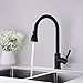 TUTEW Matte Black 3-Function Spray Kitchen Faucet with Drip-Free Design, 360 Degree Rotation, and Easy Pull-Down