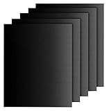 Barbecue mat (Set of 5), Grilldom and Reusable BBQ Grill Mat, Teflon Non-stick 0.2mm, 40x33cm
