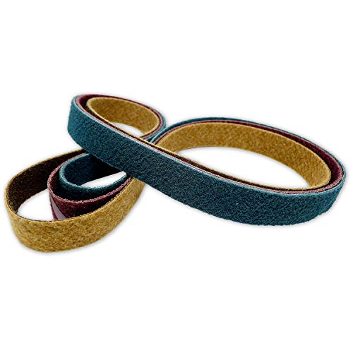2 X 72 Inch Non Woven Surface Conditioning Sanding Belts for Knife Makers and Metal Fabricators - Coarse, Medium, and Fine Grits - 3 Pack Assortment