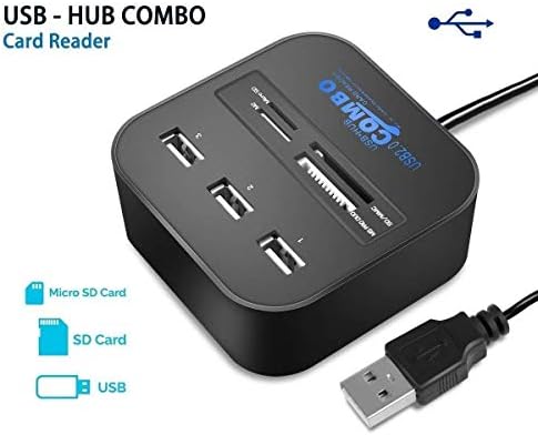 Aironx RK's COMBO All In One Card Reader and 3 Port USB 2.0 Hub (Black)