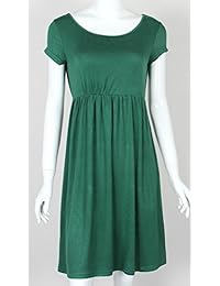 Artfish - Vestido de mujer estilo imperio con cintura plisada, suelto, hasta la rodilla