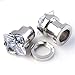 PiercingJ Punk Pair 6g- 1/2 Inch Stainless Steel Cubic Zirconia Screw Tunnels Ear Stretcher Plugs Piercing Gauge (0g=8mm Clear White)