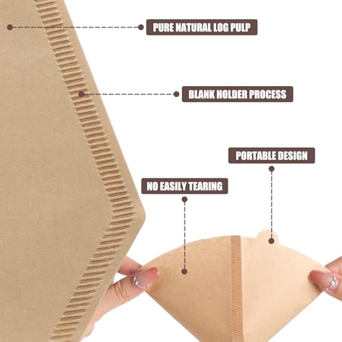 200 Count #4 Cone Coffee Filters 8-12 Cups, Disposable Coffee Filters 4 Cone Paper Unbleached Natural 4 Filters Paper Compatible with Ninja, Drip and Pour Over Coffee Maker