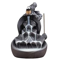 BERTERI Gourd and Lotus Waterfall Incense Burner Stick Holder Censer Purple Clay Aroma Smoke Backflow Home Decor