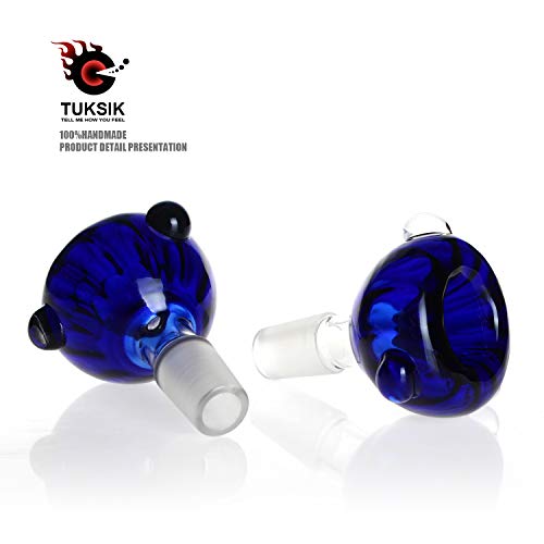 Tuksik 2 Pack Glass Herb Holder Bowl Blue Glass Holder 14mm (Blue)