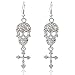 EVBEA Gothic Jewelry Skull Cross Drops Sparkly Big Chandelier Earrings for Women (White)