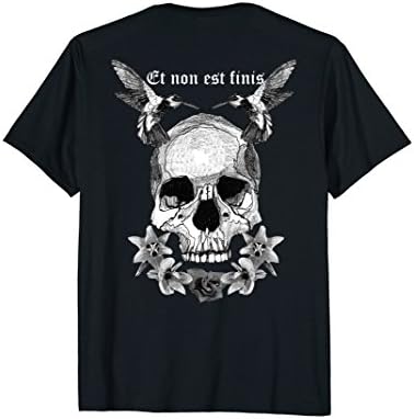 Skull Standard T Shirt with Flowers and Hummingbirds