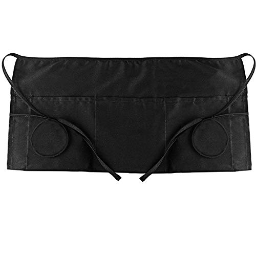 3 Pockets Cotton Half Apron 1 Pack 24 x 12 inch Kitchen Restaurant Bistro Craft Garden Waist Short Aprons for Men, Women, Chef, Baker, Servers, Waitress, Waiter, Craftsmen Work Apron Uniform, Black - Thumbnail 6