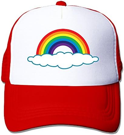 Engchengx Rainbow Trucker Hat Cool Mesh Hat Red