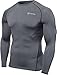TSLA Men's UPF 50+ Compression Shirts, Cool Dry Long Sleeve Athletic Tops, Sports Baselayer Workout Shirt, Zero Grey, Large