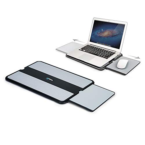 EHO Laptop Lap Pad – Laptop Stand Pad w Retractable Mouse Pad Tray, Anti-Slip Heat Shield Tablet Notebook Computer Stand Table w/Sturdy Stable Cooler Work Surface for Bed Sofa Couch or Travel