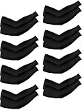 Mudder 8 Pairs Unisex UV Protection Arm Cooling Sleeves Ice Silk Arm Cover(Black)