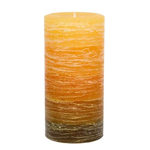 Nordic Candle Layered Pillar Candle 3x6 Inch Orange to Brown Layered Unscented